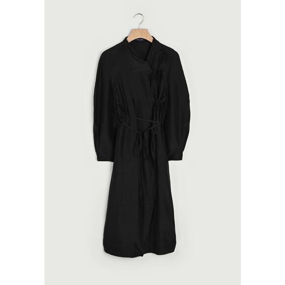 Soeur Susie Silk Kimono Belted Wrap Dress Black Small Luxury Lagenlook Designer - Picture 6 of 11